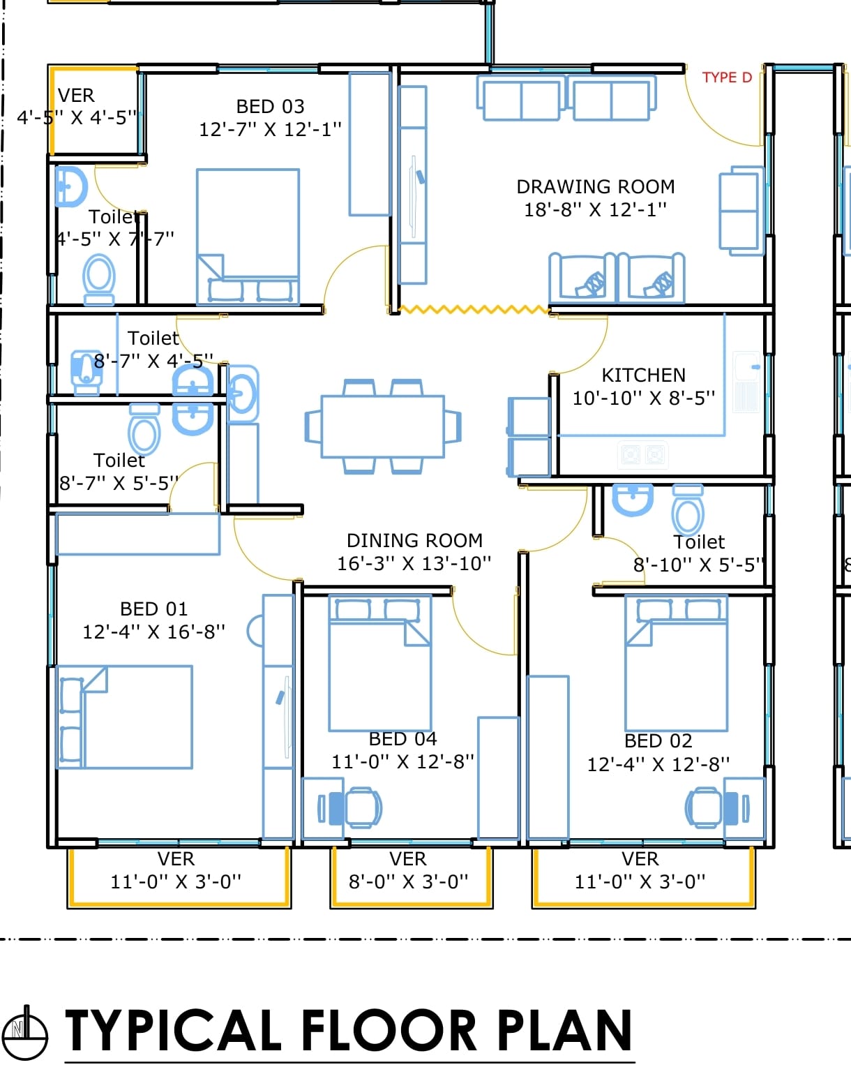 Floor plan of 1912 sft - 04 bed